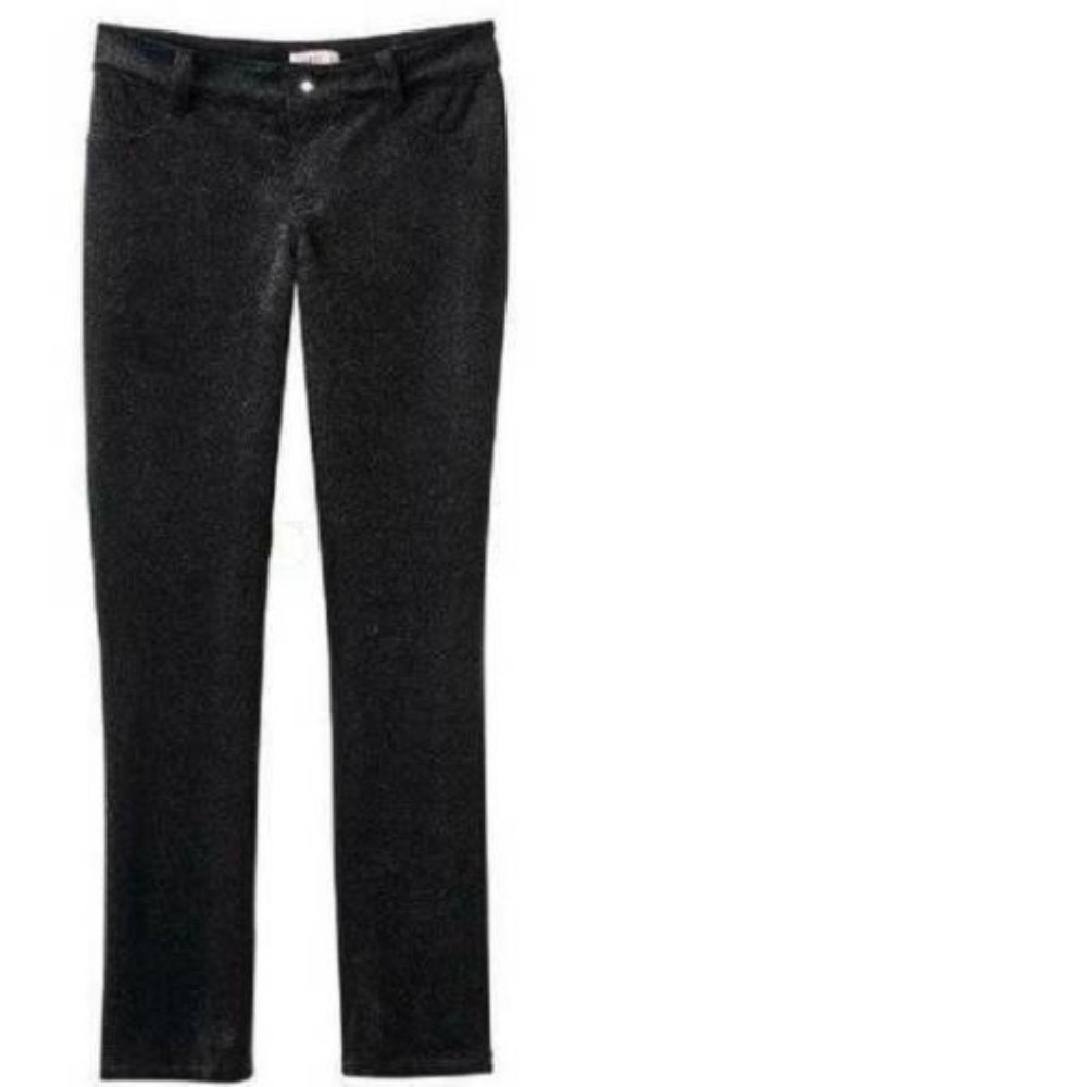 Girls Jeggings Pants 14 Black Velour Adjustable Waist SO Glitter Stretch Jeweled